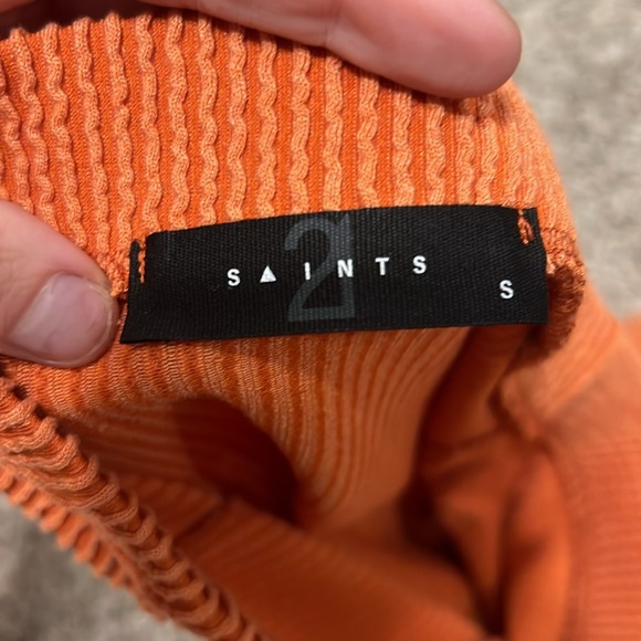 21 Saints orange midi to full ribbed skirt size small w/ lots of stretch - Picture 3 of 7